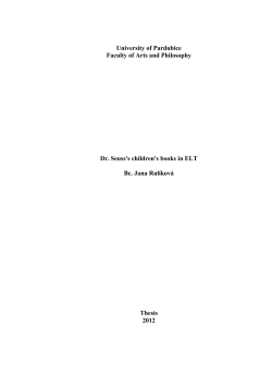 University of Pardubice Faculty of Arts and Philosophy Dr. Seuss`s