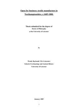 Open for business: textile manufacture in Northamptonshire, c.1685