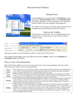 Mircrosoft Word XP Basics