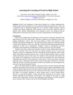 Assessing the Learning of Proofs in High School