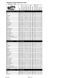 Gambino`s Pizza nutritional value chart.