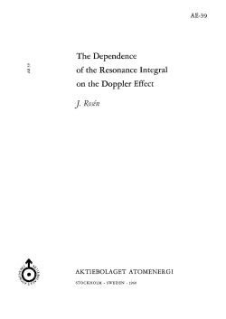The Dependence of the Resonance Integral on the Doppler Effect J