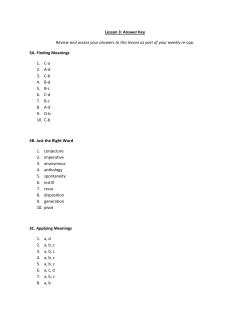 Lesson 3: Answer Key Review and assess your answers to this