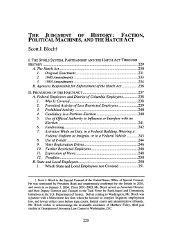The Judgment of History: Faction, Political Machines, and the Hatch