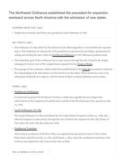 The Northwest Ordinance established the precedent for