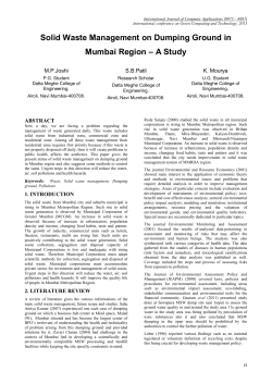 Solid Waste Management on Dumping Ground in Mumbai Region A