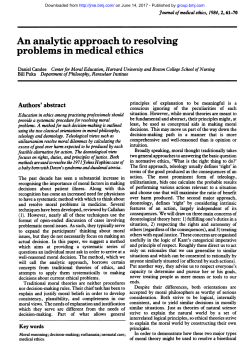 An analytic approach to resolving problems in medical ethics