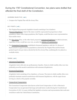 During the 1787 Constitutional Convention, two plans