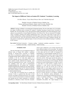 The Impact of Different Tasks on Iranian EFL Students` Vocabulary