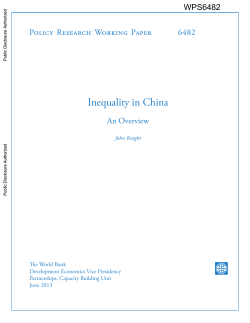 Inequality in China: An Overview