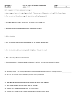 CHEMISTRY 11 Ch 1 The Nature of Chemistry / Introduction