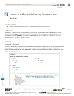Lesson 23: Adding and Subtracting Expressions with Radicals