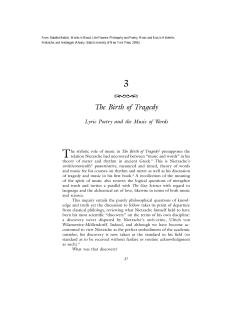 Babich. The Birth of Tragedy: Lyric Poetry and the Music of Words.