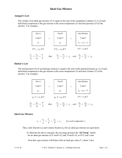 Ideal Gas Mixture: Amagat`s Law and Dalton`s Law