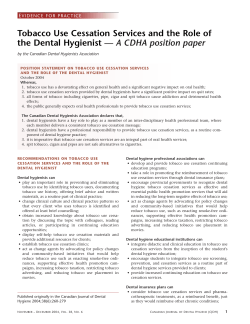 Tobacco Use Cessation Services and the Role of the Dental