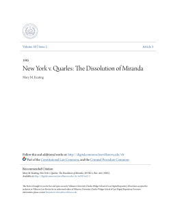 New York v. Quarles: The Dissolution of Miranda
