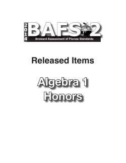 Alg1 HONORS BAFS2 2014 RELEASED ITEMS