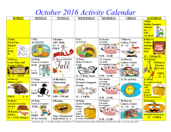 October 2016 Activity Calendar