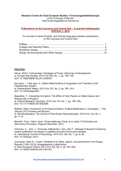 Publications on the Caucasus and Central Asia (POCAU+CA) 2014-1
