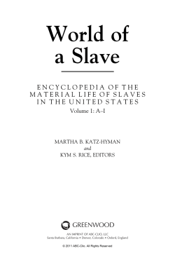 World of a Slave - Department of History