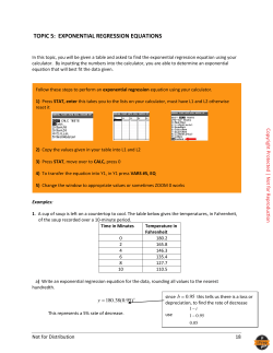 TOPIC 5: EXPONENTIAL REGRESSION EQUATIONS