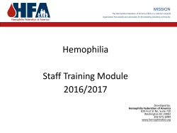 Hemophilia Staff Training Module 2016/2017