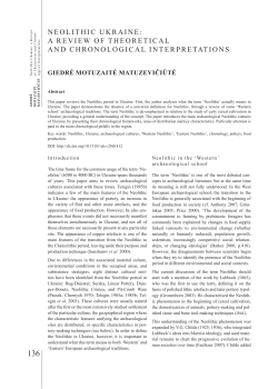 NEOLITHIC UKRAINE: A REVIEW OF THEORETICAL AND