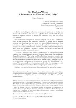 Our Words, and Theirs: A Reflection on the Historian`s