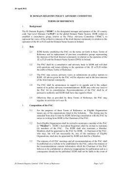 Policy Advisory Committee (PAC) &ndash; Terms of Reference