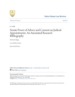 Senate Power of Advice and Consent on Judicial Appointments: An