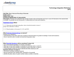 Place Value and Rounding of Decimals Unit Plan