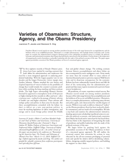 Varieties of Obamaism: Structure, Agency, and the Obama Presidency
