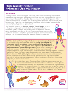 High-Quality Protein Promotes Optimal Health