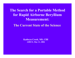 The Search for a Portable Method for Rapid Airborne Beryllium