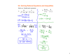 9.6 Solving Rational Equations and Inequalities