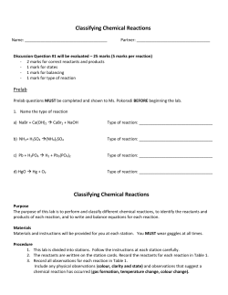 Classifying Chemical Reactions Lab