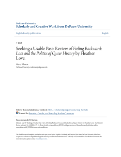 Review of Feeling Backward - Scholarly and Creative Work from