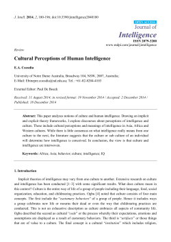 Cultural Perceptions of Human Intelligence