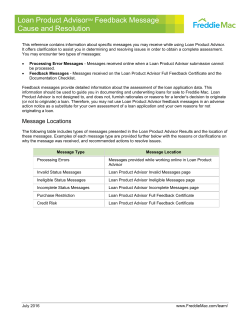 Loan Prospector Feedback Messages