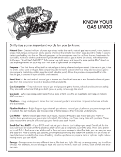 know your gas lingo - Smell Gas? Act Fast!