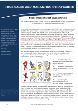 Needs-Based Market Segmentation