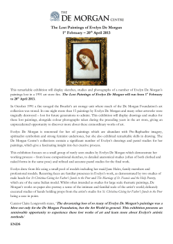 The Lost Paintings of Evelyn De Morgan 1st February – 20th April