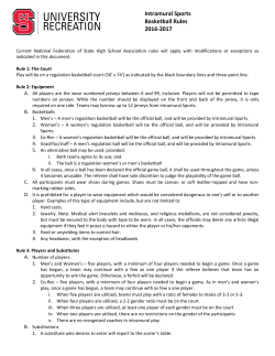Intramural Sports Basketball Rules 2016-2017