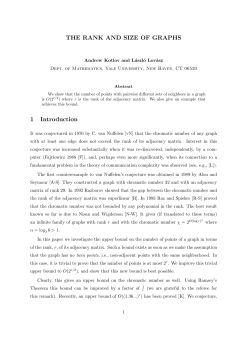 THE RANK AND SIZE OF GRAPHS 1 Introduction