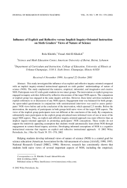 Influence of explicit and reflective versus implicit inquiry
