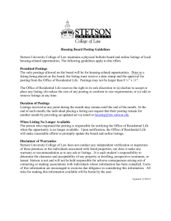 Housing Board Posting Guidelines Stetson University College of
