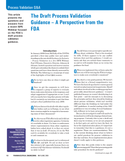 The Draft Process Validation Guidance &ndash; A Perspective from