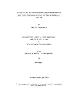 Examining the Jewish Origins Employed in the Matthean Beatitudes