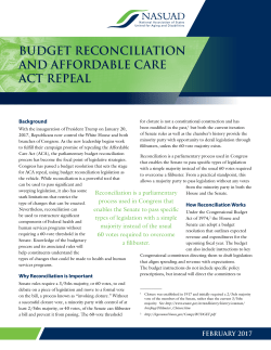 budget reconciliation and affordable care act repeal
