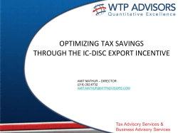 OPTIMIZING TAX SAVINGS THROUGH THE IC